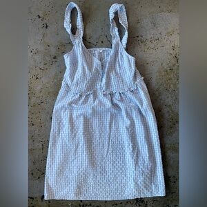 Kilky Paris Light Blue and White Seersucker Gingham Pattern Sleeveless Dress M/L
